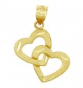 Gold Pendants - Two Gold Hearts Pendant