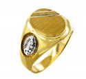 Men's Gold Signet Rings - The Our Lady of Guadalupe Two Tone Solid Gold Signet Ring