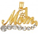 # 1 Mom Gold Pendant with White Sparkle Gold