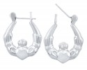 Sterling SIlver Polished Claddagh Hoop Earring