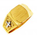 Men's Gold Signet Rings - The Cross Two Tone Solid Gold Signet Ring