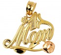 # 1 Mom Gold pendant with Pink Flower