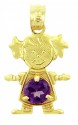 Gold Baby Charms and Pendants - CZ Amethyst Girl With Pigtails Birthstone Charm