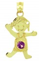 Gold Baby Charms and Pendants - CZ Amethyst Girl Birthstone Charm