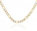 Gold Chains and Necklaces - Figaro Pave Two-Tone 10K Gold Chain 3.5 mm