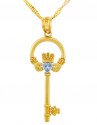 Gold Claddagh Key Pendant with Diamond (w 18" Gold Chain)
