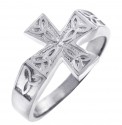 Celtic Band - Silver Mens Celtic Trinity Cross Ring