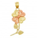 Gold Pendants - Two Tone Gold Flower Pendant