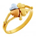 Celtic Rings - Tri Tone Gold Clover With Cubic Zirconia Ring