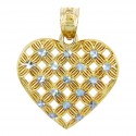 Gold Pendants - Two Tone Gold Heart of Flowers Pendant