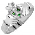 White Gold Claddagh Ladies with Emeralds
