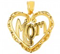 Mom Gold Fancy Pendant In Heart