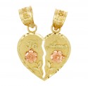 Gold Pendants - Two Tone Gold Te Amo Breakable Heart Pendant