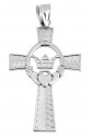 White Gold Claddagh Irish Cross Pendant