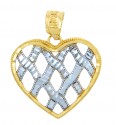 Gold Pendants - Two Tone Gold Heart Ribbons of Love Pendant