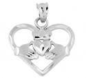 Heart Shaped Silver Claddagh Pendant