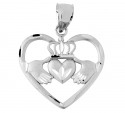 Silver Claddagh Pendant in Heart
