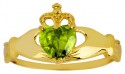 Gold Birthstone Claddagh Ring Peridot