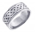 Men's Celtic Band - White Gold Celtic Knot Ring