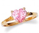 Ladies Pink Heart Cubic Zirconia Ring