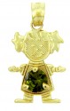 Gold Baby Charms and Pendants - Girl CZ Emerald Green Round Birthstone Charm