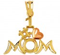 # 1 Mom Gold Pendant With Pink heart