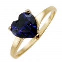 Ladies Rings - Gold Ring with Amethyst Heart Gemstone