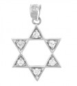 Jewish Charms and Pendants - White Gold Gleaming Star of David in Cubic Zirconia Pendant