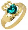 Gold Claddagh Baby Ring with Emerald