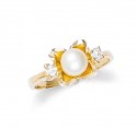 Gold Pearl Flower Ring