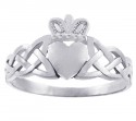 Gold Claddagh Rings - The Variation White Gold Claddagh Ring with Trinity Band