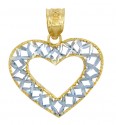 Gold Pendants - Two Tone Gold Open Weave Heart Pendant