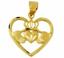 Gold Claddagh Pendant In Heart