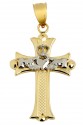 Claddagh Cross White and Yellow Gold Pendant