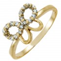 Ladies Gold CZ Rings - Gold Cubic Zirconia Butterfly Ring