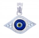White Gold Diamond Evil Eye Blue Pendant 