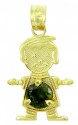 Gold Baby Charms and Pendants - CZ Round Emerald Baby Charm