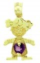 Gold Baby Charms and Pendants - CZ Dark Amethyst Girl Birthstone Charm