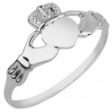 White Gold Ladies Claddagh Ring