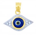 Gold Diamond Evil Eye Blue Pendant 