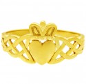 Gold Claddagh Rings - The Variation Yellow Gold Claddagh Ring with Trinity Band