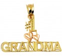 # 1 Grandma Gold Pendant With Pink Heart
