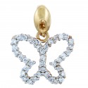 Gold Butterfly Charms and Pendants - Gold Butterfly Pendant with Shining Cubic Zirconias