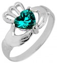 Silver Claddagh Baby Ring with Emerald