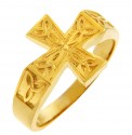 Celtic Band - Yellow Gold Mens Celtic Trinity Cross Ring