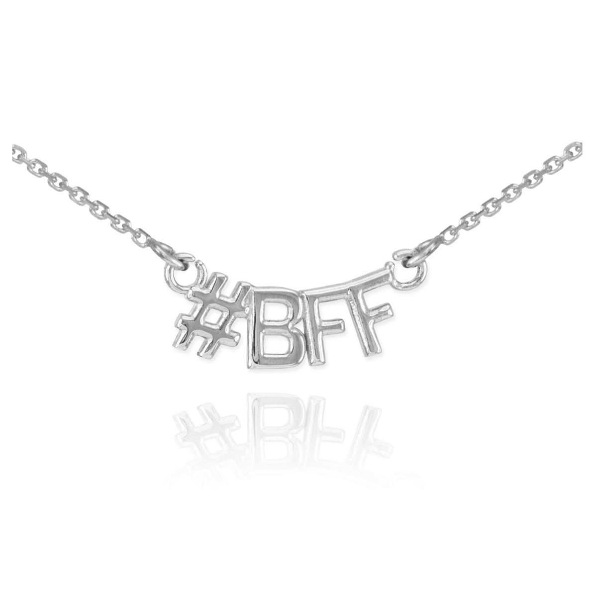 White Gold #BFF Necklace