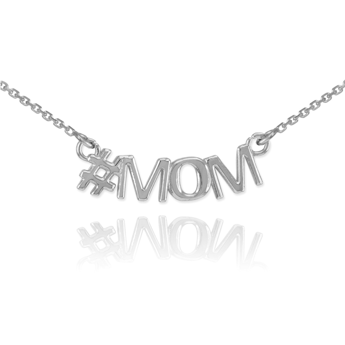 White Gold #MOM Necklace