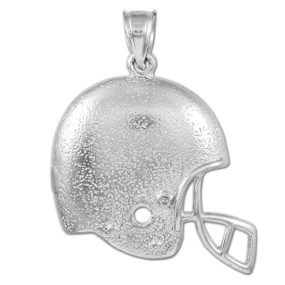 White Gold Football Helmet Pendant