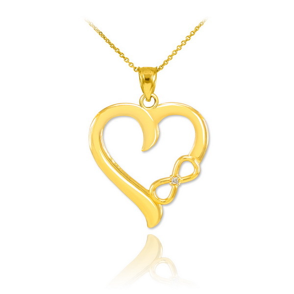 Gold Infinity Heart Diamond Pendant Necklace