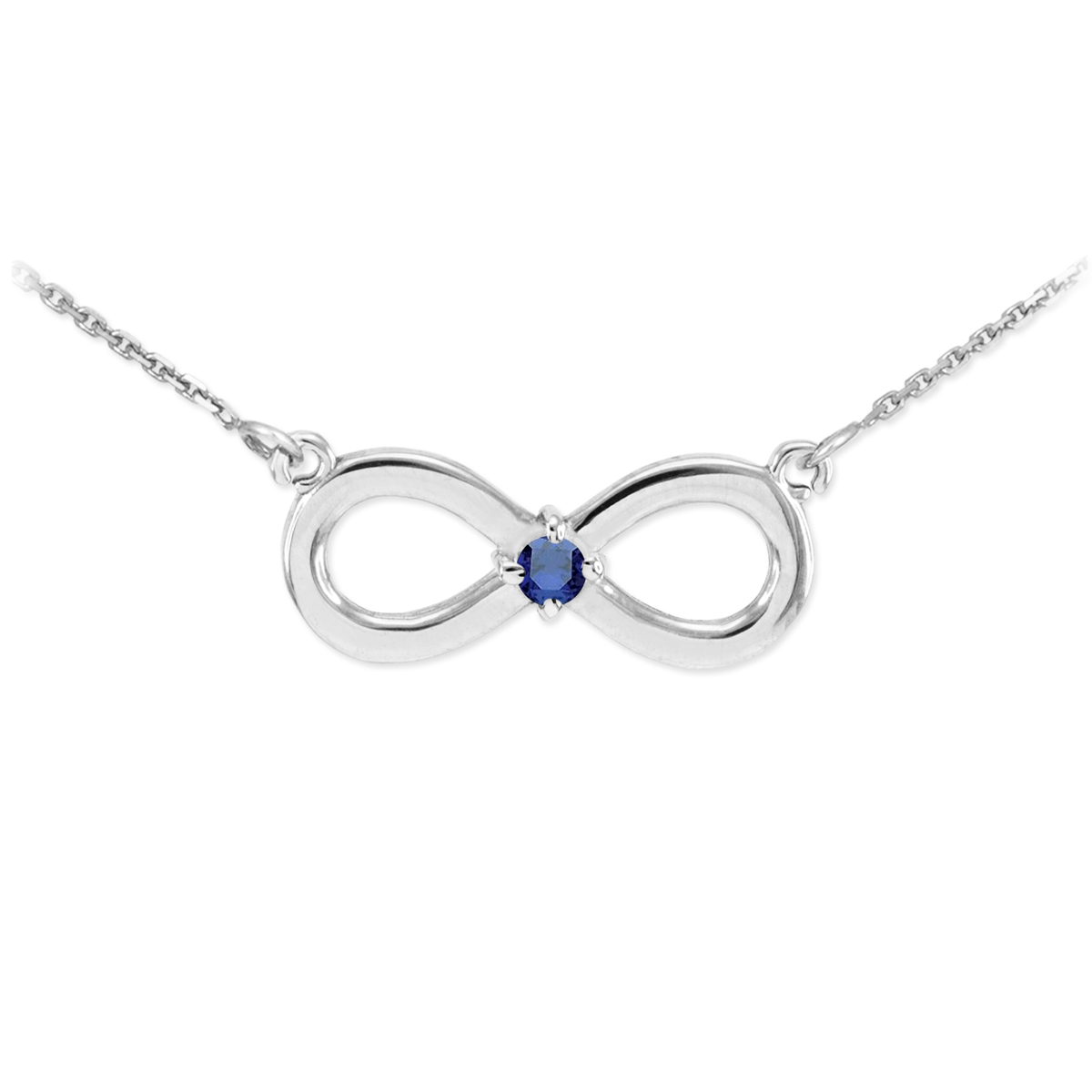 White Gold Infinity Birthstone Necklace